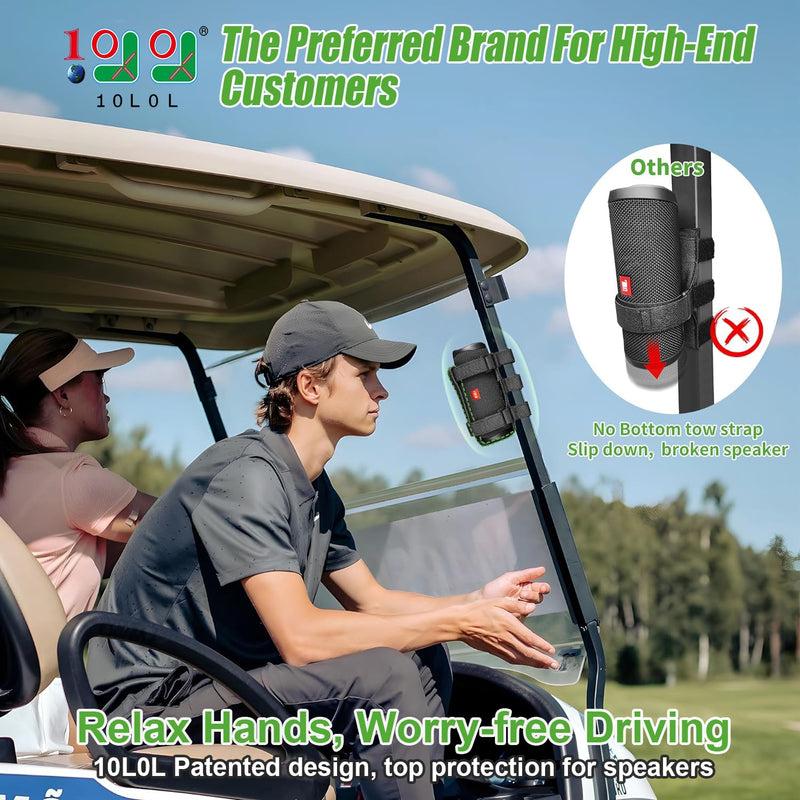 10L0L Adjustable Golf Cart Bluetooth Speaker Strap Mount