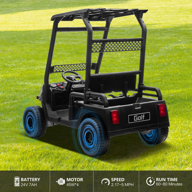 24V 2-Seater Ride-On Golf Cart Black
