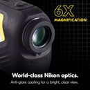 Nikon COOLSHOT PROIII STABILIZED Golf Laser Rangefinder | Waterproof 6X Monocular Optics with Hyper Read, Slope Compensation & Dual Locked ON Quake | Golf & Actual Distance Modes