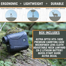 Astra Optix OTX/HTX1600 1760yd Laser rangefinder for Hunting, Shooting and Golfing with Red OLED/HD LCD Display Fast 0.10s and Accurate +/-1yd (HTX1600 800yd HD LCD)