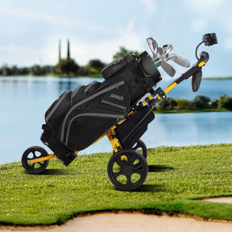 JANUS Foldable 3-Wheel Golf Cart with Phone Mount & Storage