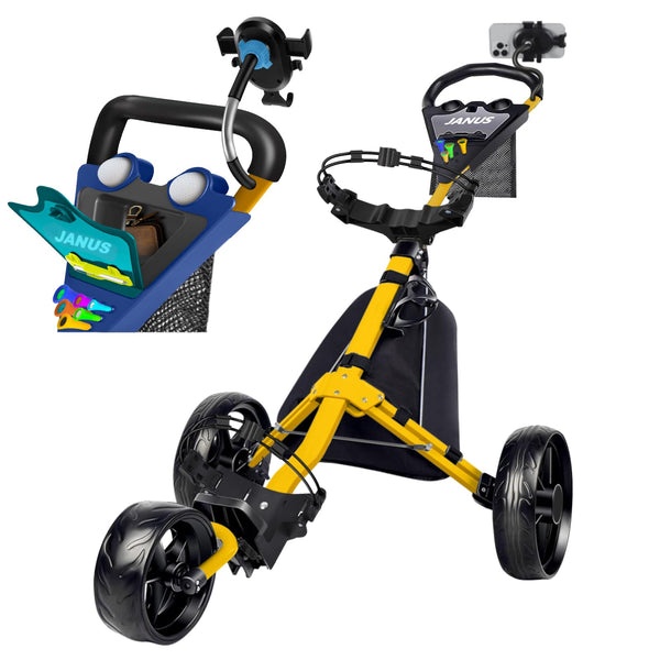 JANUS Foldable 3-Wheel Golf Cart with Phone Mount & Storage