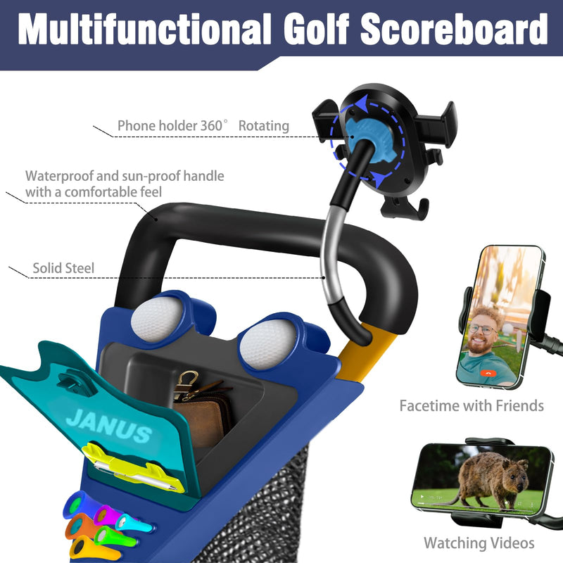 JANUS Foldable 3-Wheel Golf Cart with Phone Mount & Storage