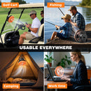 AIPSET Rechargeable Golf Cart Fan with LED Light & Remote – 36hr