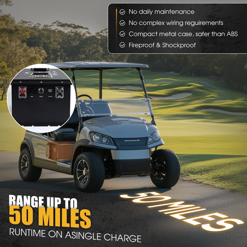 AOUSK 48V 105Ah Lithium Golf Cart Battery Kit - Charger & App