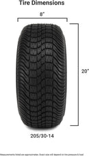Arisun Cruze Street Golf Cart Tire Set 205/30-14 DOT (4-Ply)
