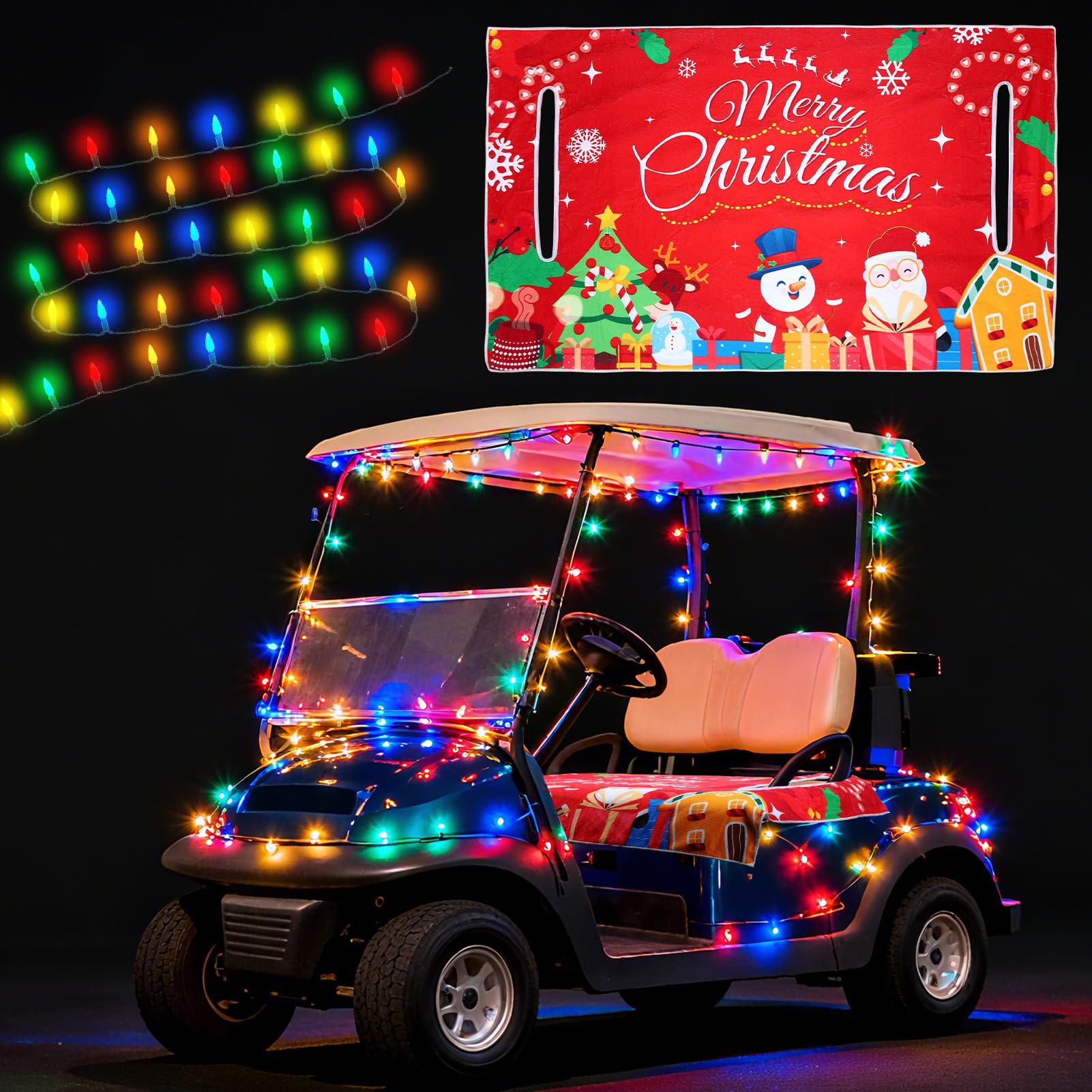 Aulock Golf Cart Christmas Light & Seat Cover Set