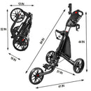 BOBOPRO 3-Wheel Golf Push Cart – Foldable with Brake & Holders