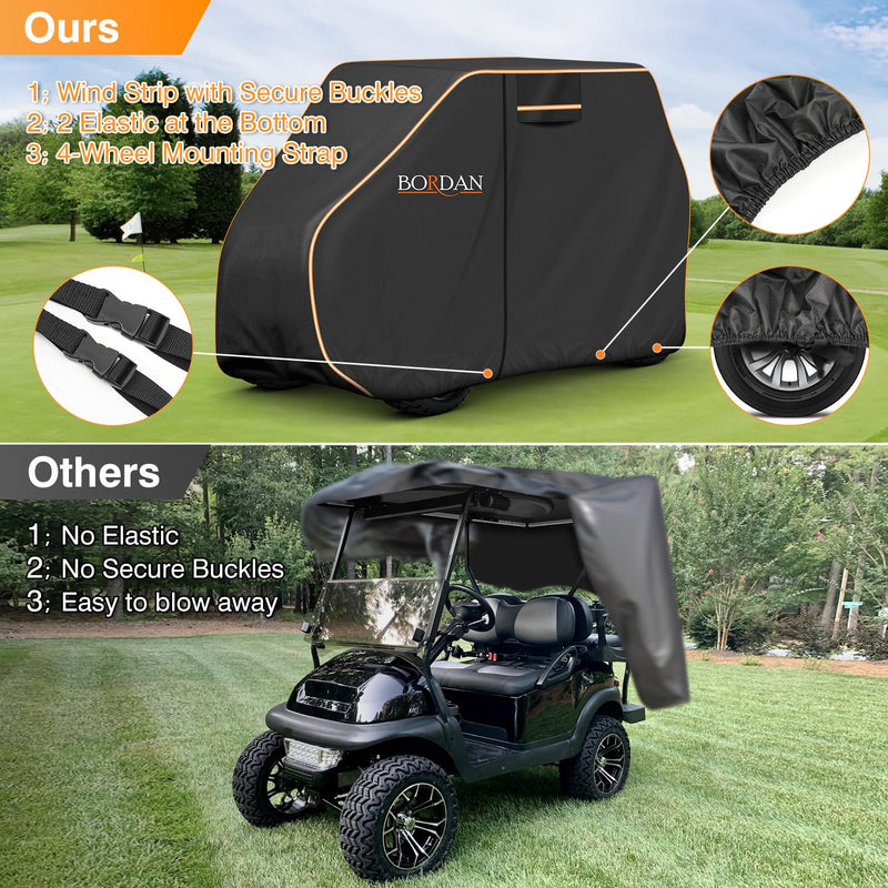 BORDAN All-Weather Golf Cart Cover for 2+2 or 4 Passenger Carts