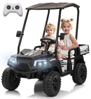 Black 24V 4-Seater Ride-On Golf Cart Kids