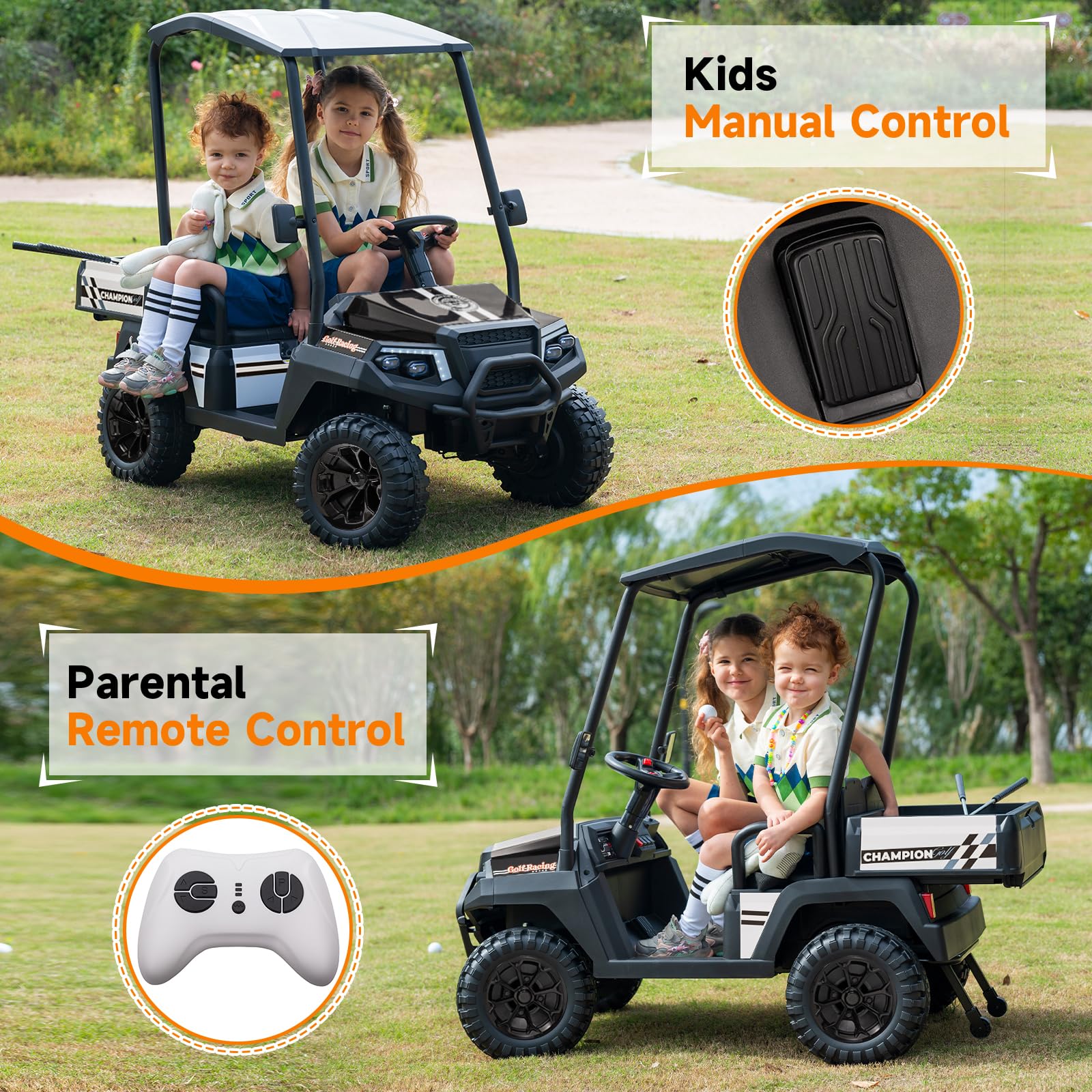 Golf Ride On 24V 4-Seater Ride-On Golf Cart – Black