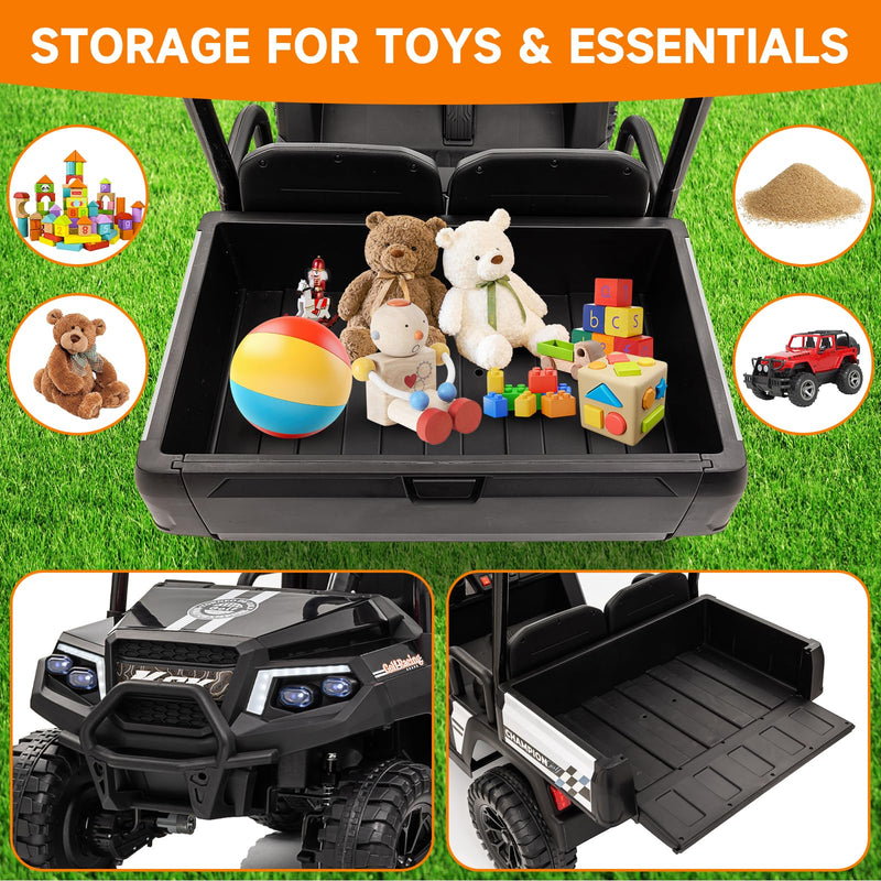 Black 24V 4-Seater Ride-On Golf Cart Kids