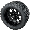 Black Fusion 12" Golf Cart Wheel & Tire Set – 4 Pack