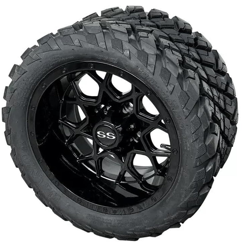 Black Fusion 12" Golf Cart Wheel & Tire Set – 4 Pack