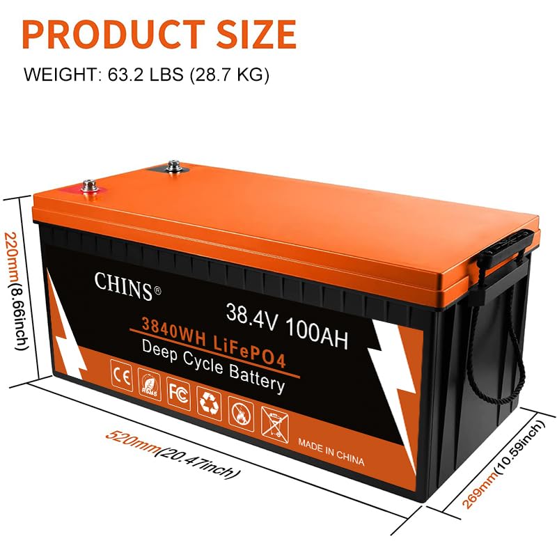 CHINS 36V Lithium Golf Cart Battery with Smart Charger