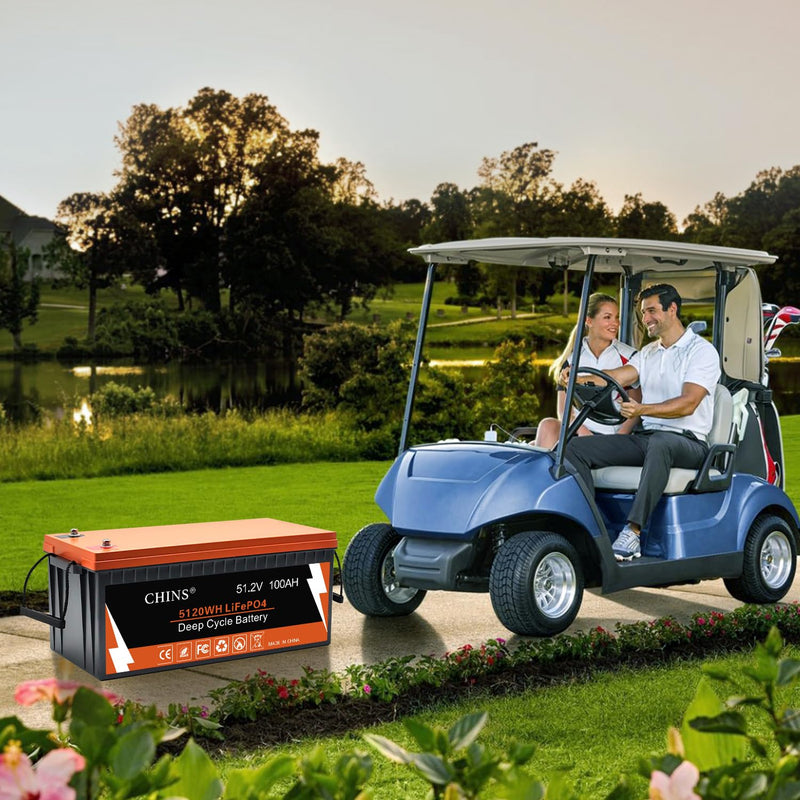 CHINS 48V 100AH Lithium Golf Cart Battery - Bluetooth & Charger