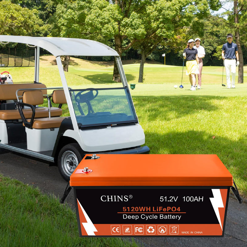 CHINS 48V 100Ah Lithium Golf Cart Battery Kit with Charger & Monitor