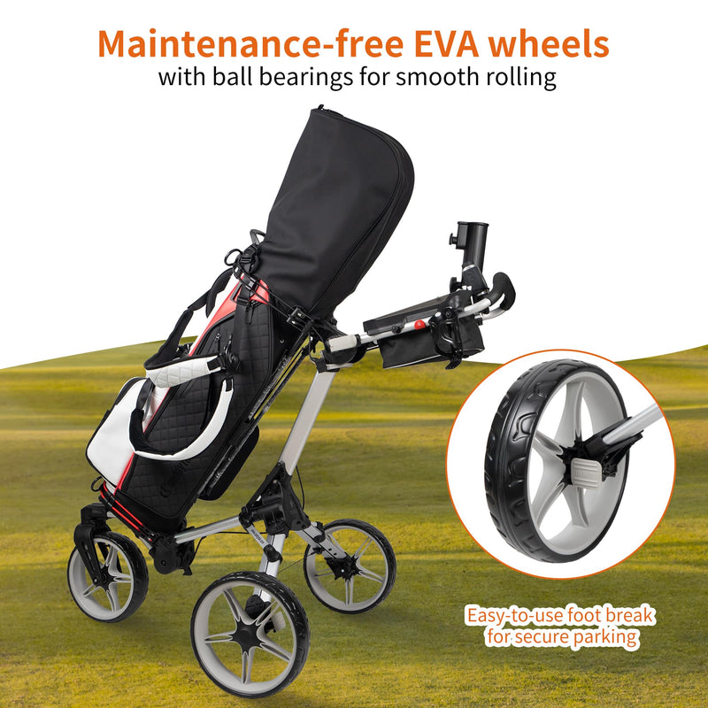 Caddytek Auto-Fold 4-Wheel Golf Cart – Swivel Front & Lightweight Frame