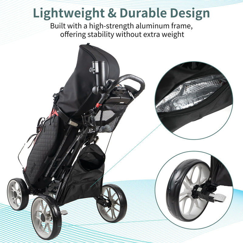 Caddytek CaddyCruiser One V8 – Lightweight 4-Wheel Golf Push Cart