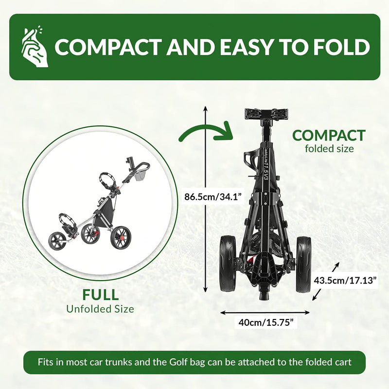 Caddytek CaddyLite 3-Wheel Folding Golf Push Cart