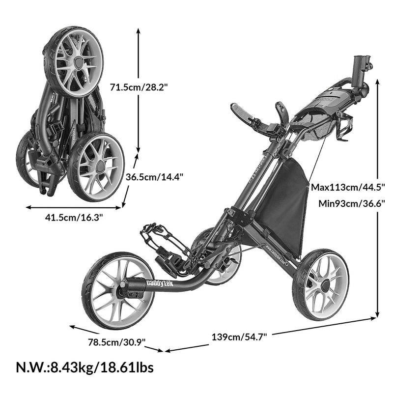 Caddytek CaddyLite EZ V8 Golf Push Cart – 3-Wheel Folding Cart