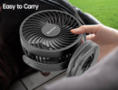 Clip-On Rechargeable Golf Cart Fan with 360° Pivot – Black