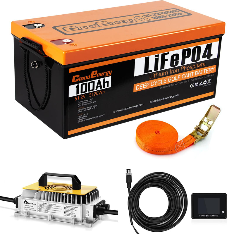 Cloudenergy 48V (51.2V) Lithium Golf Cart Battery with Charger & App