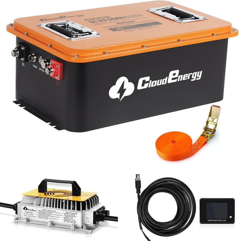 Cloudenergy 48V 60Ah Lithium Golf Cart Battery Kit with Charger