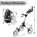 Cube 3-Wheel Compact Golf Push Cart with Umbrella Holder