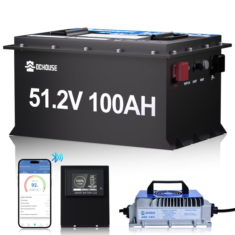 DC HOUSE 48V Lithium Golf Cart Battery Kit with Smart Monitor