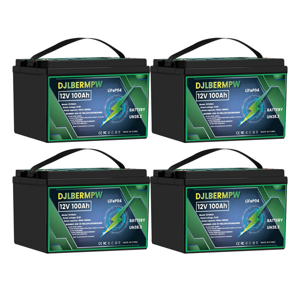 DJLBERMPW 4-Pack 12V Lithium Golf Cart Battery Set (100Ah Each)