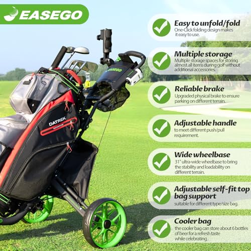 EASEGO 3-Wheel Folding Golf Push Cart – Lime Green