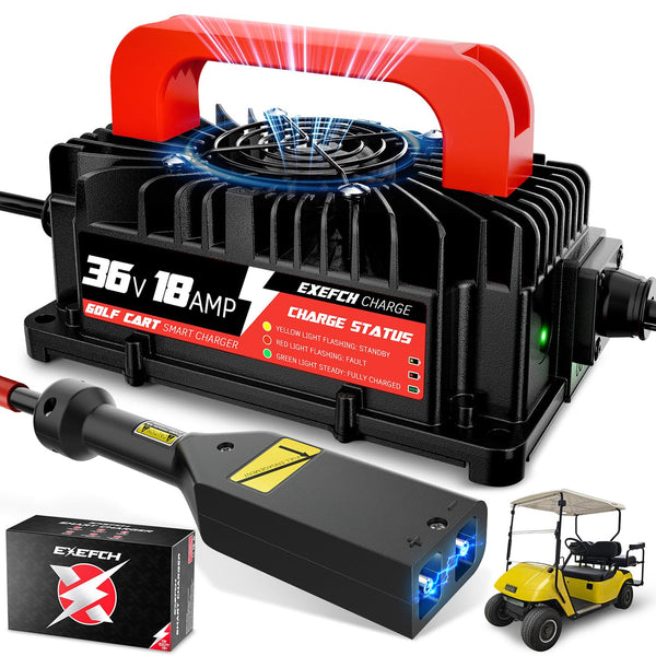 EXEFCH 36V/48V Smart Golf Cart Charger for EZGO TXT (D‑Plug)