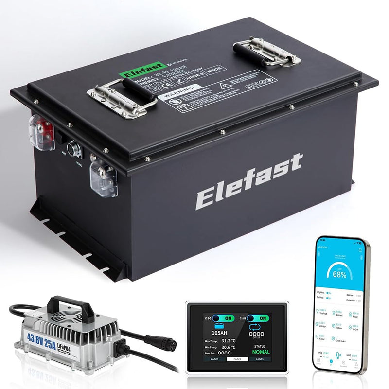 Elefast 36V 105Ah Lithium Golf Cart Battery Kit with Charger