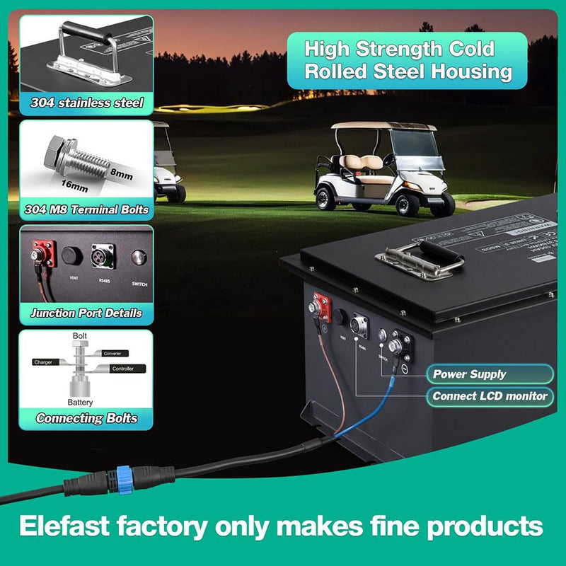 Elefast 36V 105Ah Lithium Golf Cart Battery Kit with Charger