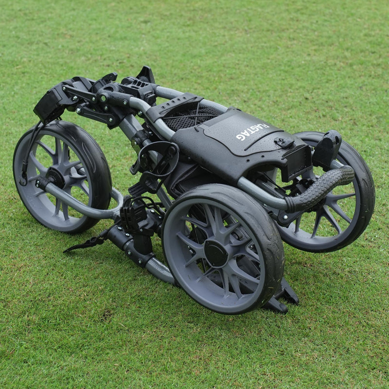 FLAGTAG 3-Wheel Folding Golf Push Cart with Cooler & Storage
