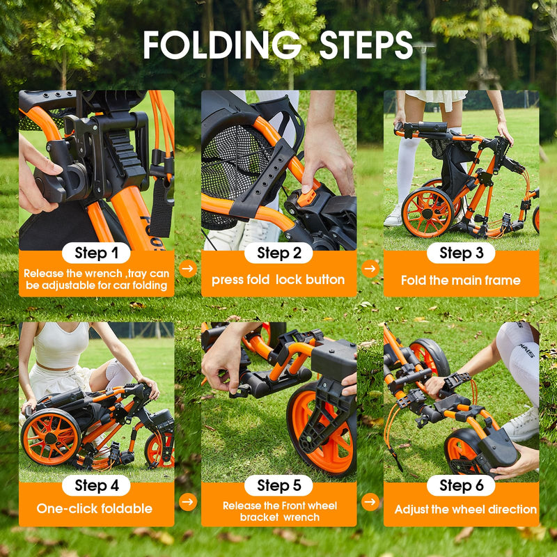 FLAGTAG 3-Wheel Golf Push Cart with Swivel Front Wheel