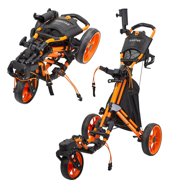 FLAGTAG 3-Wheel Golf Push Cart with Swivel Front Wheel