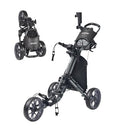 FLAGTAG 3-Wheel Folding Golf Push Cart – Gray