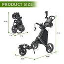 FLAGTAG 3 Wheel 360 Swivel Black Golf Push Cart