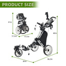 FLAGTAG 3 Wheel 360 Swivel Golf Push Cart