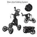 FLAGTAG 4-Wheel Foldable Golf Cart with Cooler & Umbrella Holder