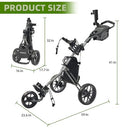 FLAGTAG Lightweight Folding Golf Push Cart with Cooler & Brake
