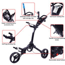 Fitvids Foldable Golf Push Cart – 3-Wheel Lightweight Trolley