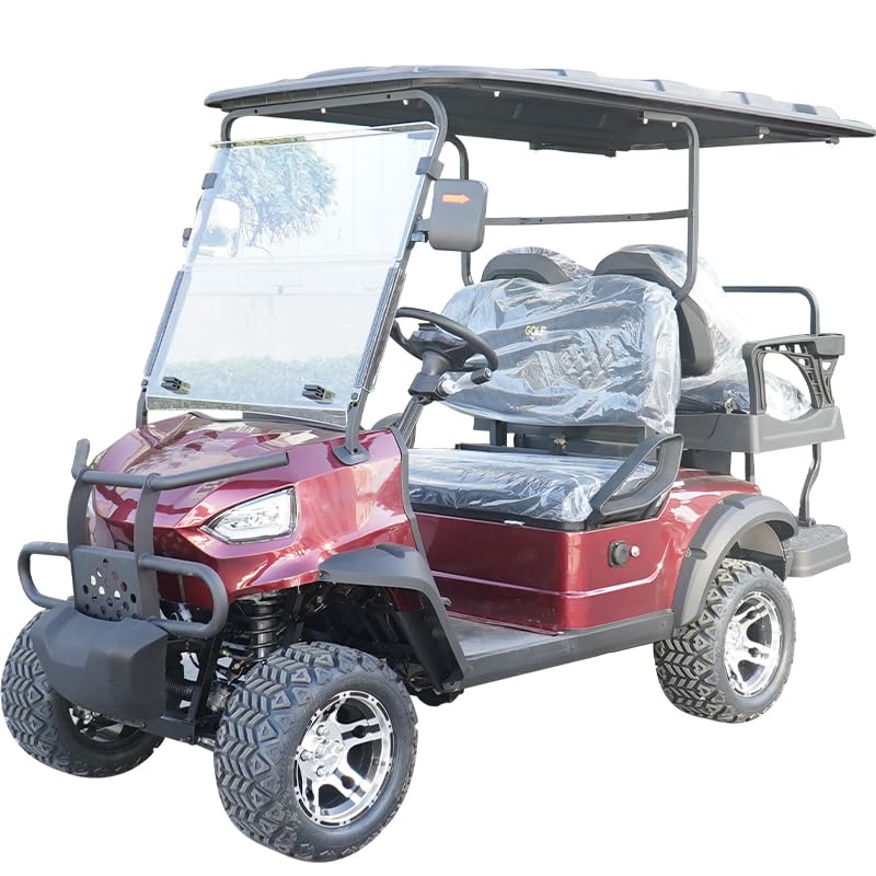 Four-Seater Electric Golf Cart with Touchscreen – Red