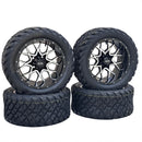 Fusion 14″ Golf Cart Wheels with 23×10‑14 DOT Tires – Set of 4