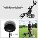 GYMAX Foldable Golf Push Cart with Seat & Umbrella Holder (Gray)