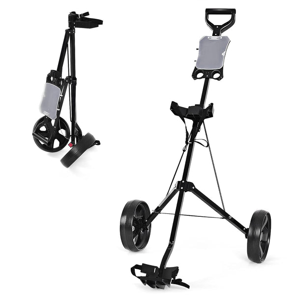 GYMAX Lightweight 2-Wheel Golf Cart – Foldable with Storage