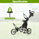 Goplus Foldable 3-Wheel Golf Cart with Seat & Umbrella Holder