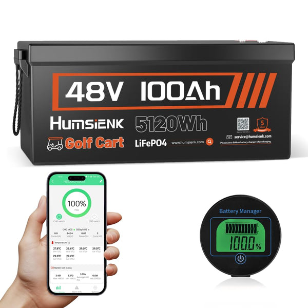 HumsiENK 48V 100Ah Lithium Golf Cart Battery with Bluetooth